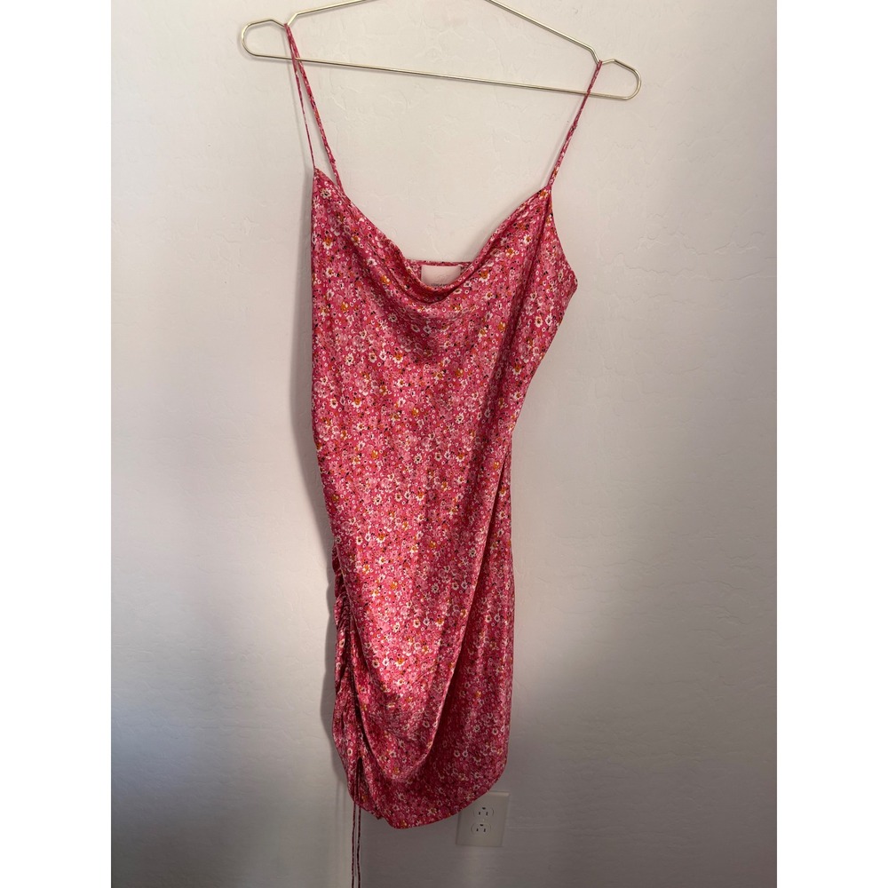 Cinq a Sept Astrid Pink Floral 100% Silk Cowl Neck Coquette Dress Size 8 NEW
